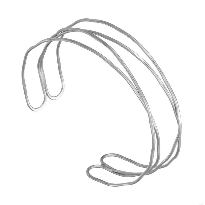 

Y55F Fashionable Armlet Bracelet Hollows Multilayer Gold Color Adjustable Opencuff For Women Various Formal Occasion Dressing