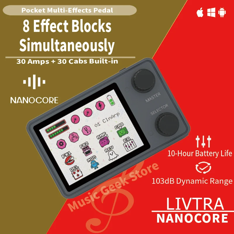 LIVTRA NANOCORE Multi-Function Guitar Effect Pedal 126g Ultra-Light 10H Playtime 2.4