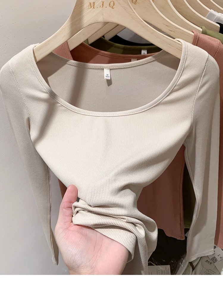 T Shirt Women Basic Black Long Sleeve Tops Korean Style Slim All-match T-shirts Female Casual Fashion Tee Shirts Femme Clothes