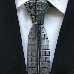 Cravatte da uomo Cravatta in tessuto jacquard nera con cravatte geometriche bianche da uomo