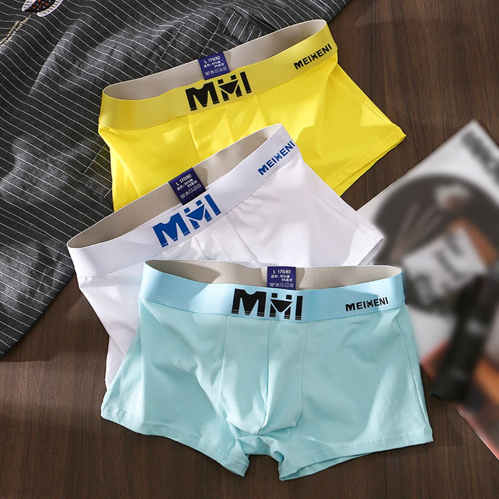 1pc Men\'s 95% Cotton Breathable Bulge Pouch Panties Underpants Trunks Elastic Male Boxers Shorts Underwear