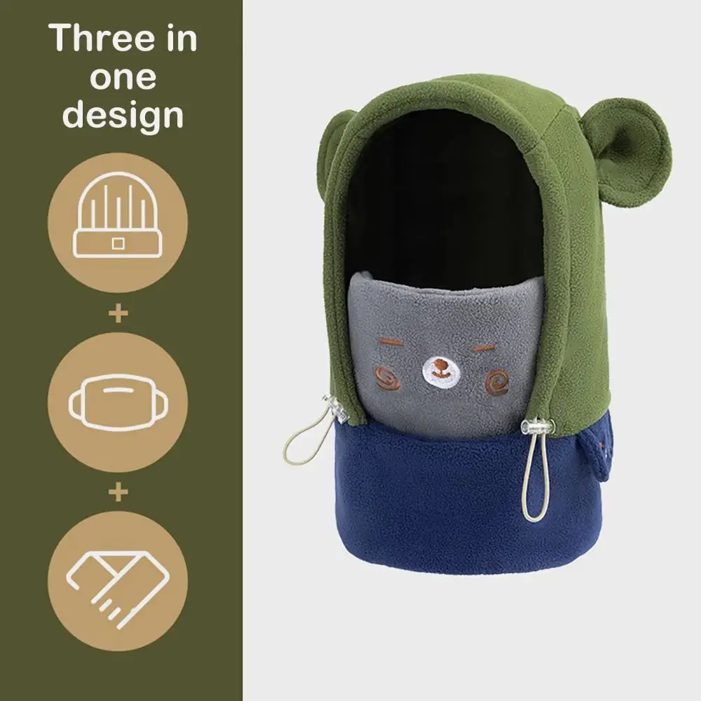 Funny 3 in 1 Cute Winter Hats Mask&Scarf One-piece Hats Neck Protection Windproof Cartoon Balaclava Hat Winter Season