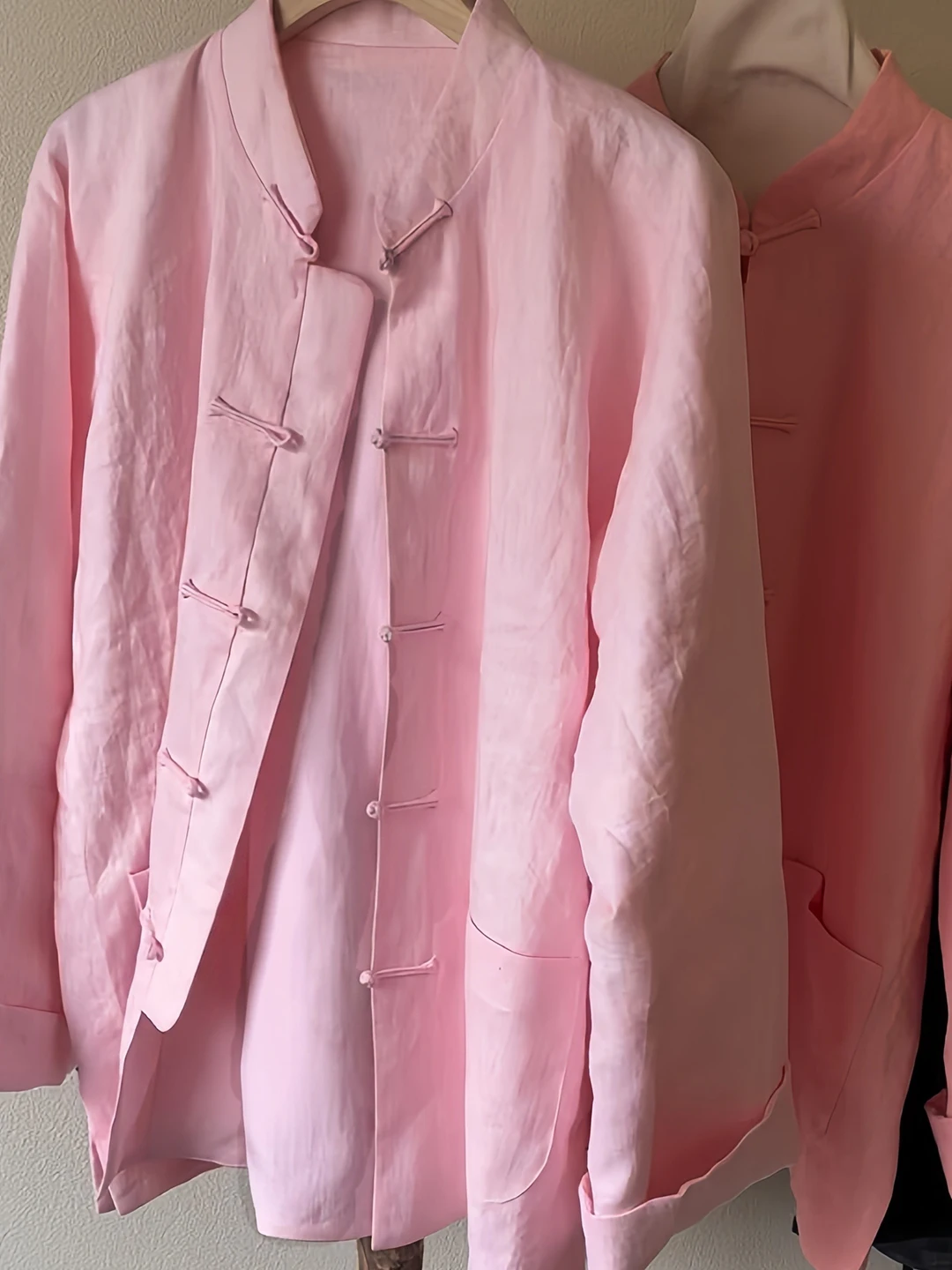New Chinese Style Pink Linen Button Coat Women's Fashionable Age-Defying High-End Cotton-Linen Sunscreen Cardigan