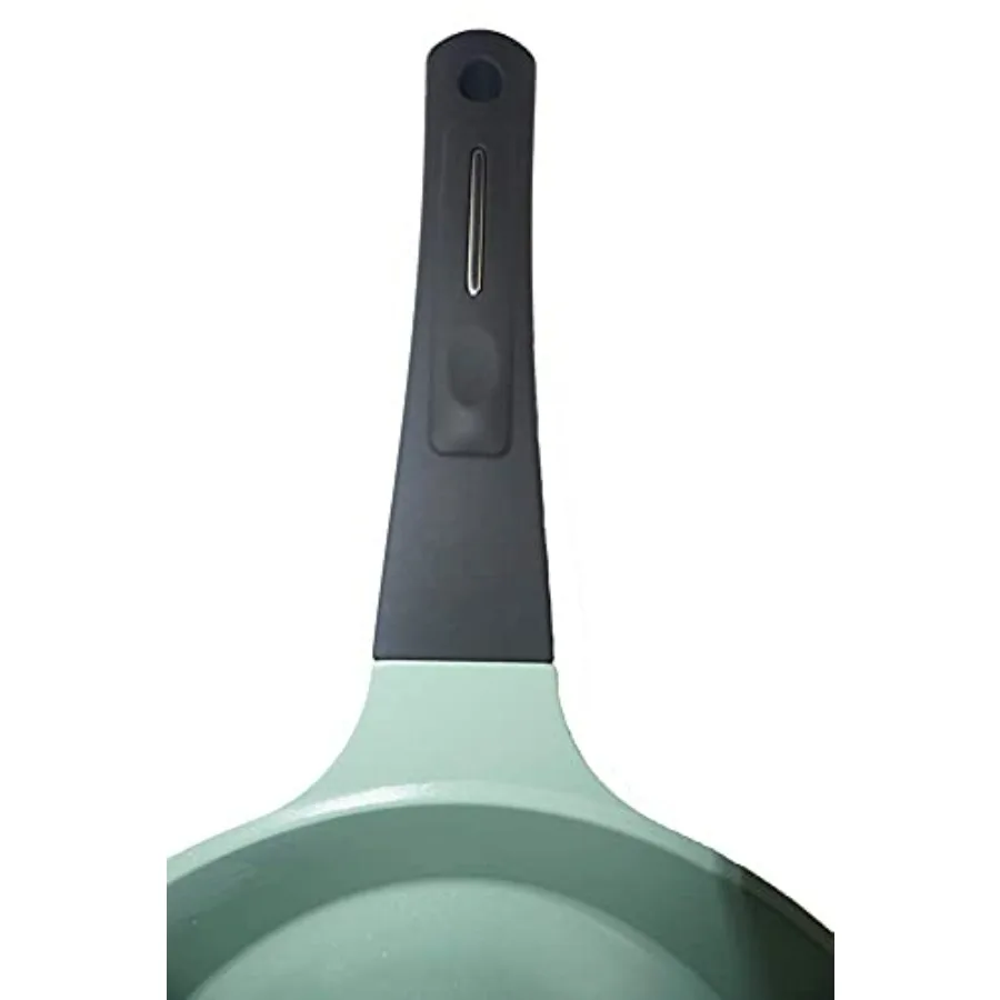 طقم أواني طهي سيراميك غير لاصقة مطلية بالمسحوق، طقم خالي من مادة PFOA مكون من 4 قطع: مقالي وكرز مع غطاء من الزجاج المقسى