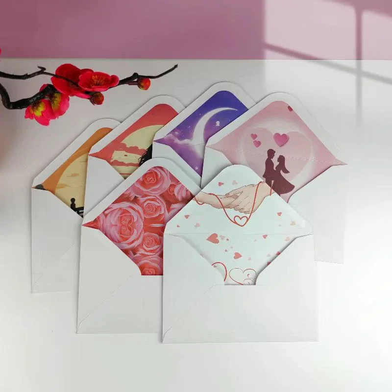 50pcs Romantic Envelope 120g Paper 16x11cm Postcard Giftbox Message Packaging Wedding Invitation Valentine's Day Postcards Love