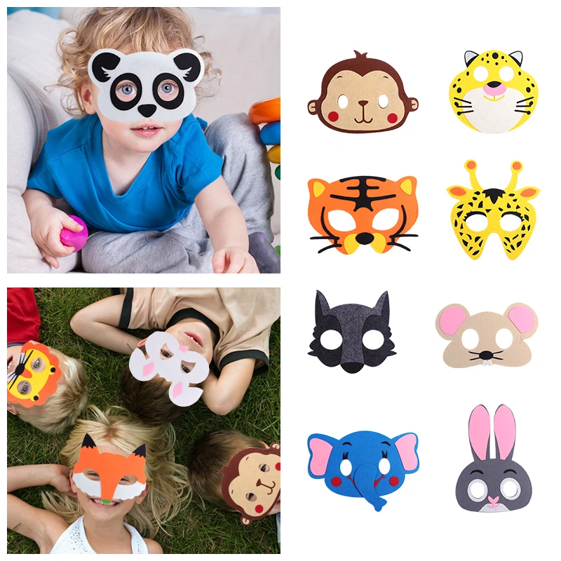 4pcs  Animal Masks set Jungle Safari Birthday party Decorations Jungle Animal Costumes Toy for Kids Baby Shower Supplies