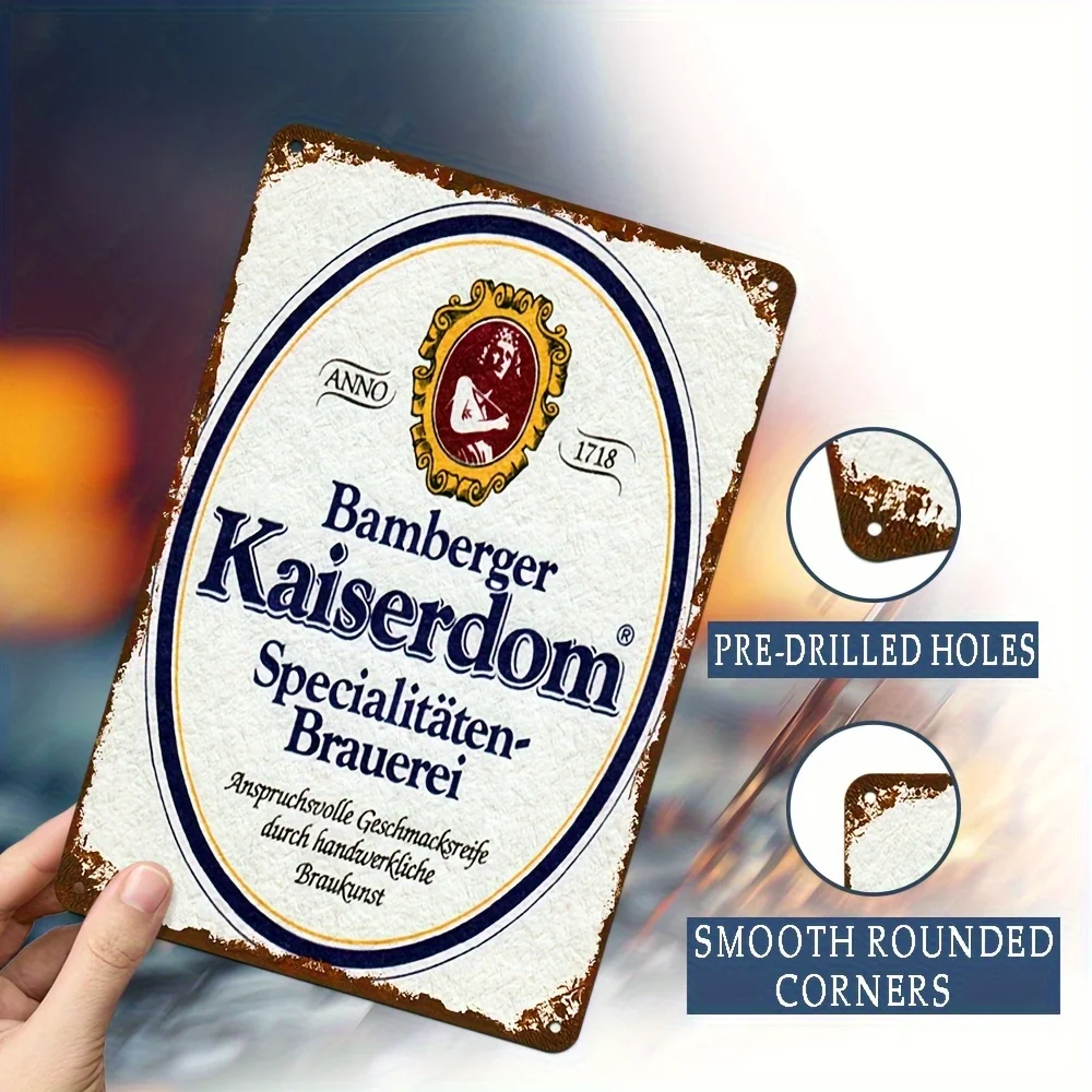 لوحة حائط معدنية مسطحة ثنائية الأبعاد لمصنع الجعة البافارية العتيقة - لافتة شعار البيرة الألمانية من بامبرج (20.32 × 30.48 سم) - حديد ألماني مطبوع بالأشعة فوق البنفسجية