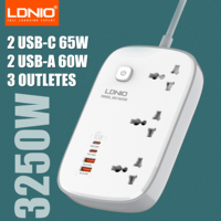 LDNIO 65W Power Strip with 3 Universal Outlets 4 USB Port Socket Power Socket with 2M Bold Extension Cord Surge Protector SC3416