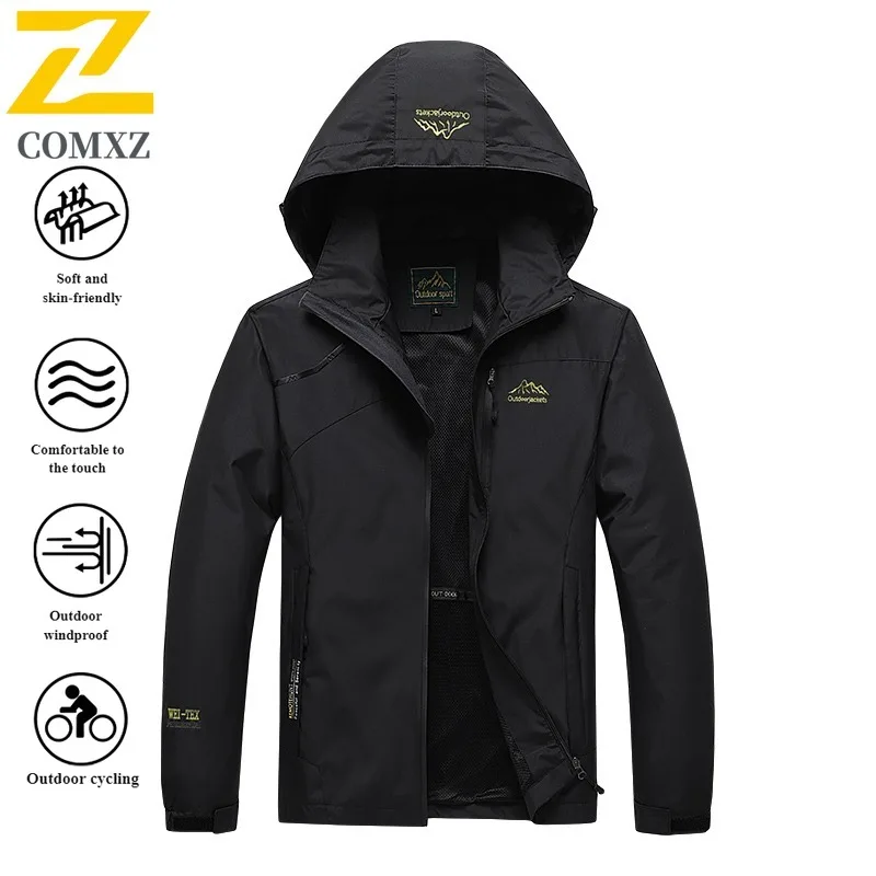 

Men's Spring Waterproof Windbreaker Breathable Hiking Jacket Outdoor Trekking Coat Lightweight Thermal Lined Sports Casual Wear