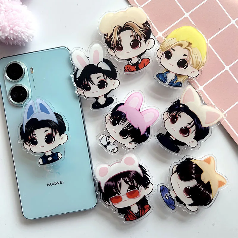 

SKZOO Cartoon Acrylic Mobile Phone Stand Folding Telescopic Stand Stray Kids Cute Transparent Anime Phone Stand periphery Gifts