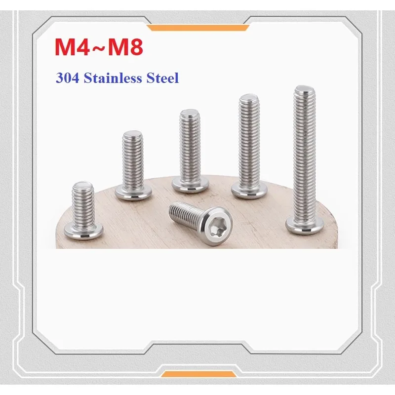 M4 M5 M6 M8 304 Stainless Steel Torx Screws Inner Slot Large Flat Head Chamfered Edge Beveled Side Anti-theft Bolt