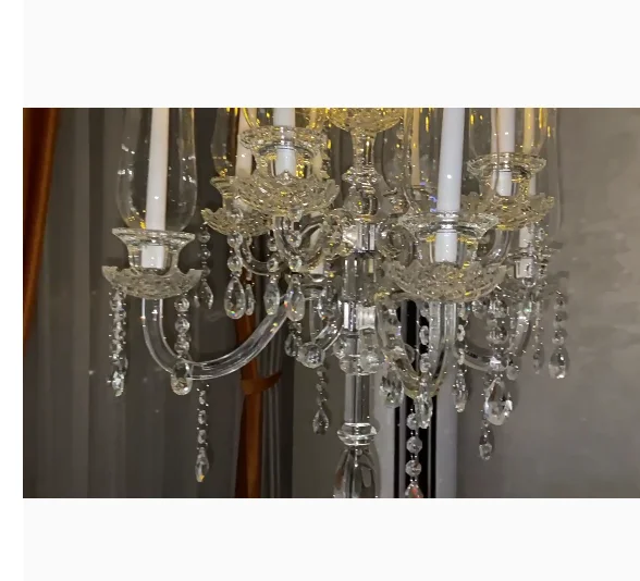 wedding decoration crystal9 arm candelabras luxury delicate crystal flower stand    candlestick