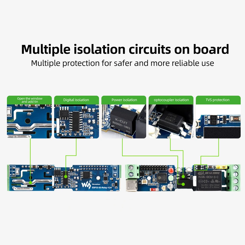 Waveshare ESP32-S3 1-Kanal-Relaismodul mit 2,4G WiFi 5.0 Bluetooth RS485 Dual Core 240MHz Industrielles DIN-Schienengehäuse mit RTC-Uhr – Detail 14