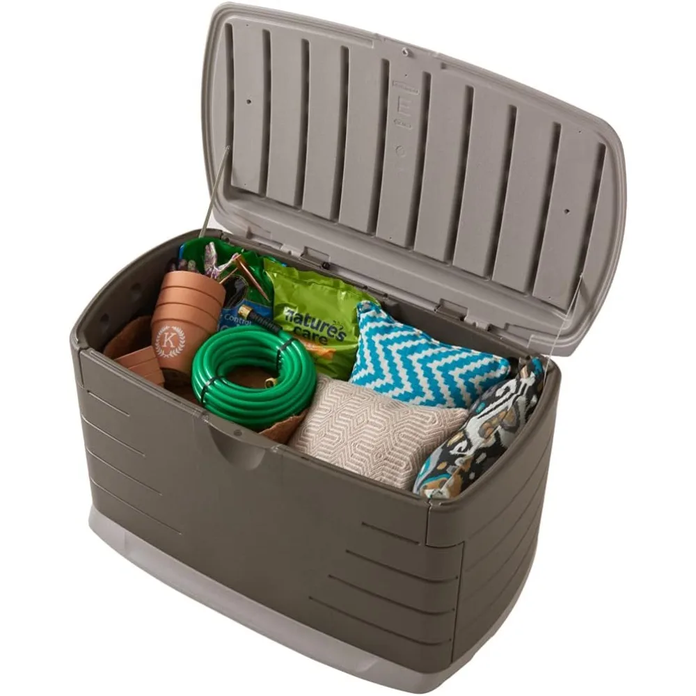 صندوق تخزين خارجي متوسط الراتنج (73 جالون)، مقاوم للطقس، بني، تنظيم سطح السفينة للمنزل/الفناء الخلفي/حمام السباحة Ch