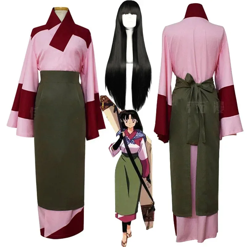 Anime InuYasha Sango Kimono Cosplay Costume Women Girls Japanese InuYasha Sango Kimon COS Halloween Carnival Clothing
