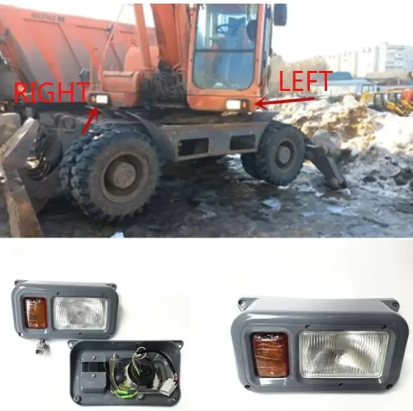 Fit For Excavator Parts Doosan Daewoo DH210/150W 5/7/9 Wheel Digging Rubber Wheel Working Steering Headlight Quality Accessories