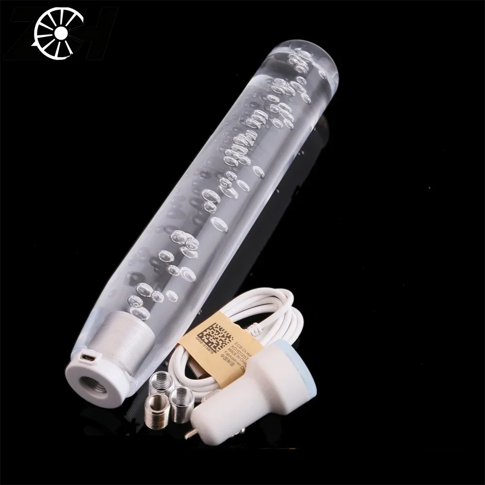 10 15 20 25 30 35 40cm Car Transparent Stitching Multicolor Gear Shift Knob Crystal Bubble Shifter Lever With 7 Color Led Holder