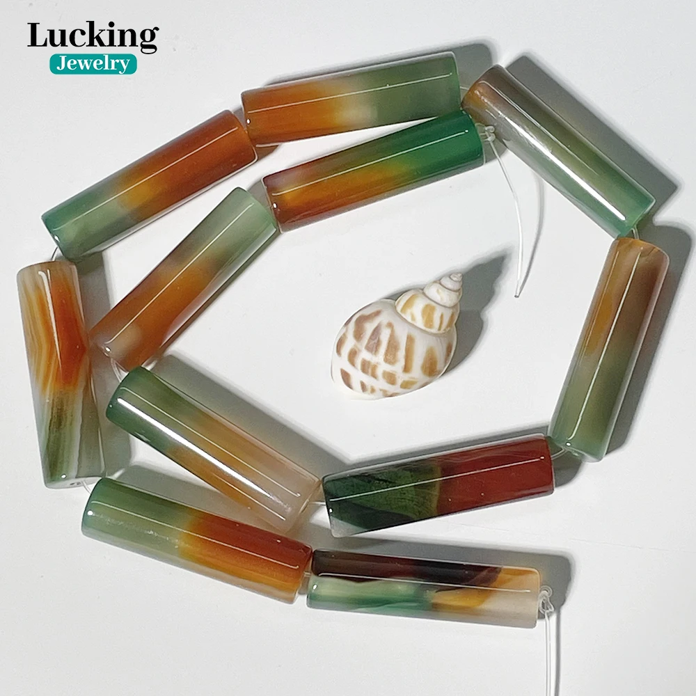 

Natural Peacock Agate 10*33mm Tubular Strand Onyx Beads for Jewelry Making DIY Hadmade Chakra Bracelet Perfect Gift