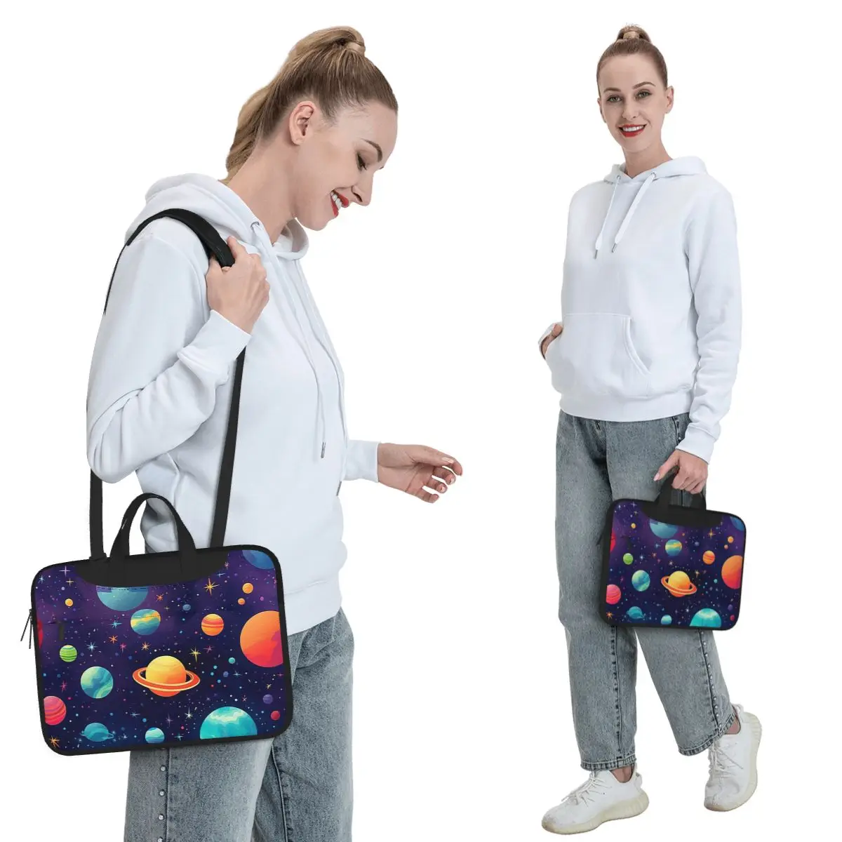 Solar System Space Planets Universe Crossbody Laptop Bag Case Computer Bag 13 14 15.6 Inch Notebook Pouch for Macbook Pro Lenovo