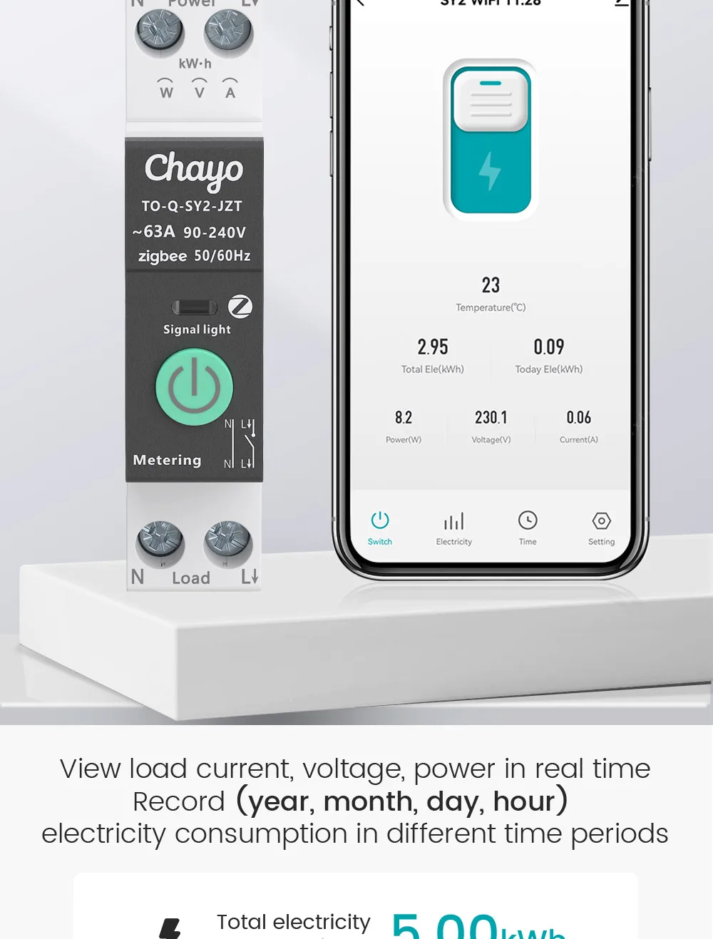 Tuya wifi/zigbee mcb smart stromsc halter über strom unter spannung schutz strommessung 1-63a fernbedienung schalter – Detail 26