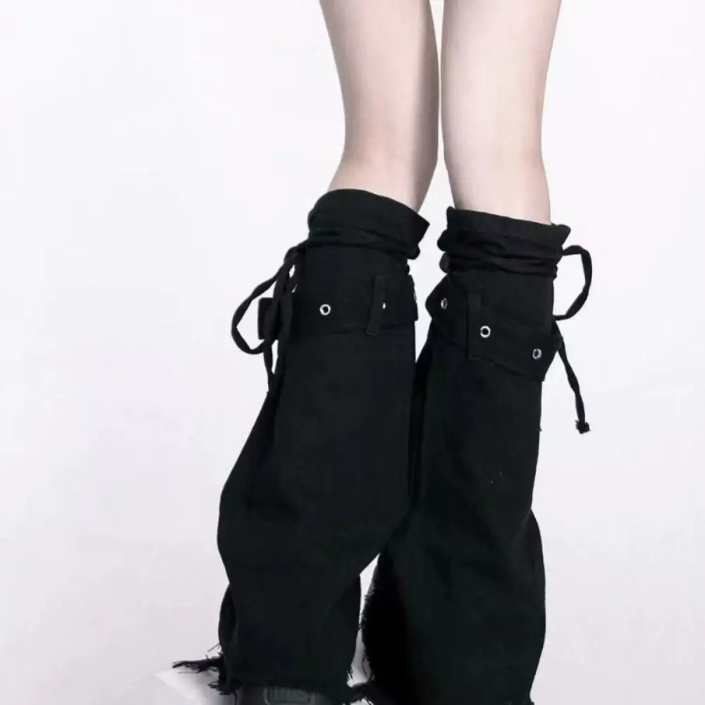 Fashion Y2k Leg Warmer Punk Harajuku Leg Sleeve Drawstring Strap Vintage Horn Stacked Socks