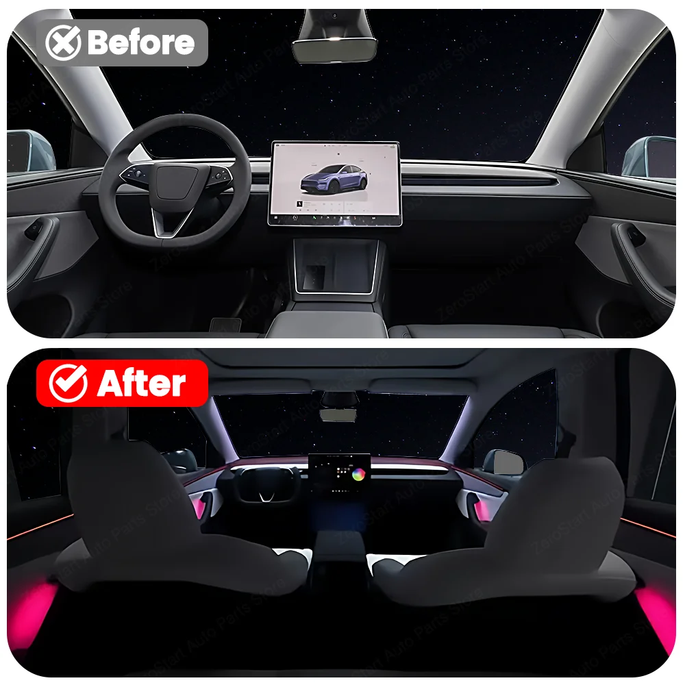 7 Colors Door Handle Bowl Lights Ambient Light for Tesla Model Y Juniper Model 3 Highland 2023-2025 Door Ambient Light Auto LED