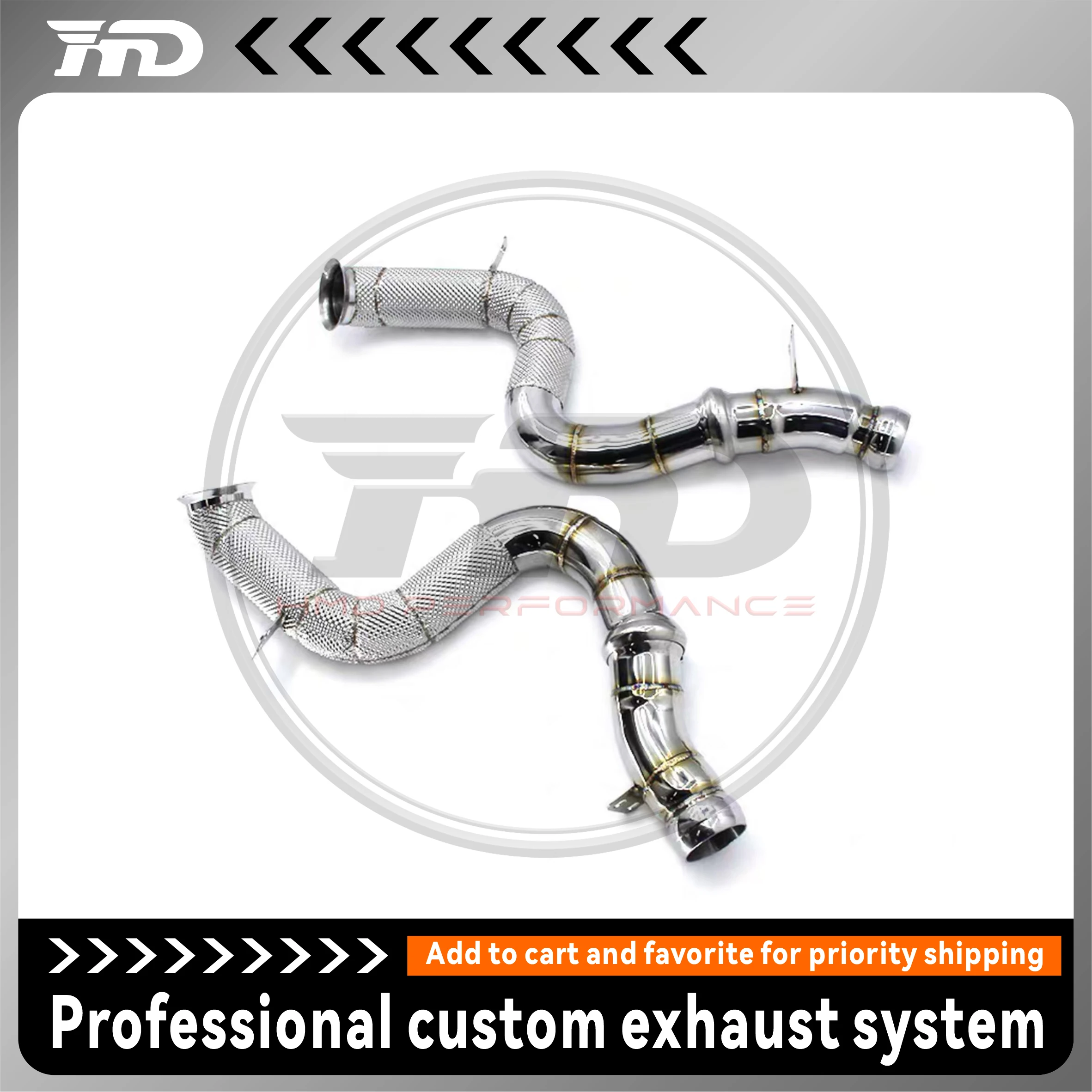 

HMD Exhaust System High Flow Performance Downpipe for Mercedes-Benz S63 AMG W222 4.0T 2018+ With Heat Shield Racing Pipe