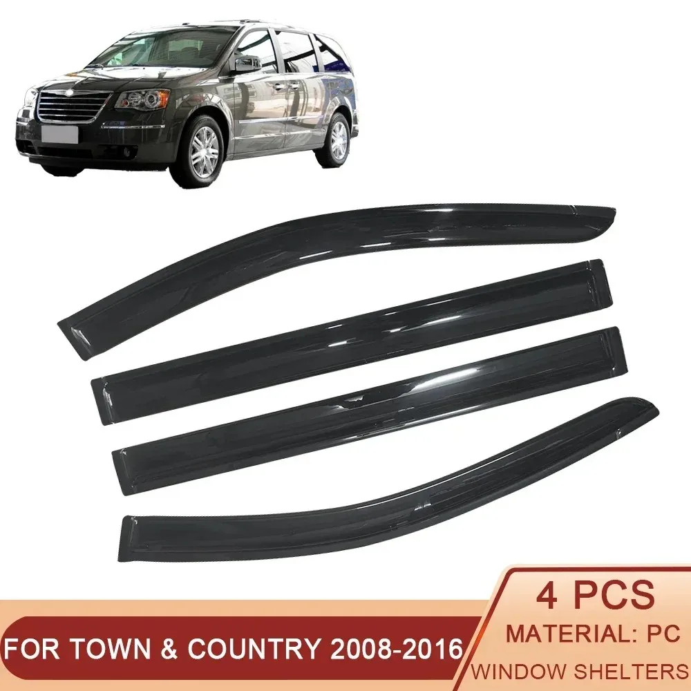 For Chrysler Town Country Grand Voyager 2008-2016 Black Tinted Car Side Window Visor Awnings Shelters Rain Guard Door Ventvisor