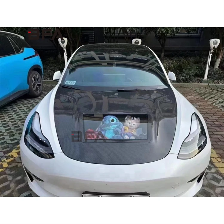 For 2017-2022 Tesla model3 model Y carbon fiber hood Clear glass style hood body kit