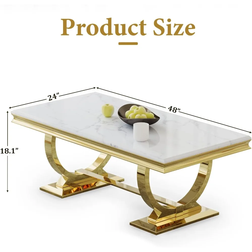Coffee Table, Rectangle Marble Living Room Tea Table, Elegant Coffee Table for Living Room, Guest Hall