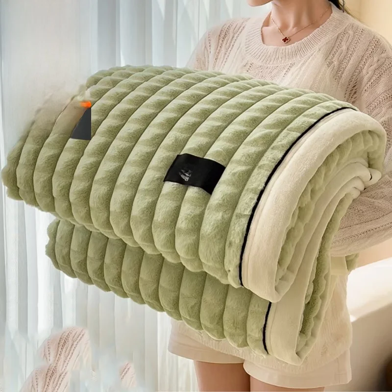 

Универсальное зимнее утолщенное одеяло из искусственного кроличьего меха, плед для офиса, накидка на плечи, покрывало для дивана, маленькое одеяло, мягкое полиэфирное волокно