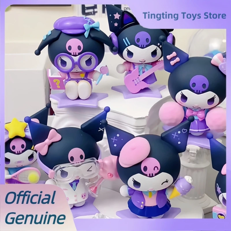 

Подлинная серия школьных дневника Kuromi, слепая коробка, кавайные фигурки Kuromi, настольное украшение, модель из ПВХ, игрушки, загадочная коробка, подарок на день рождения