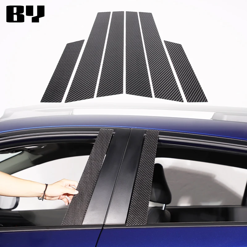 

6Pcs Carbon Fiber Texture Car Middle Column PC Window Trim B C Pillar Strip Sticker For Subaru Crosstrek 2024 Car Accessories