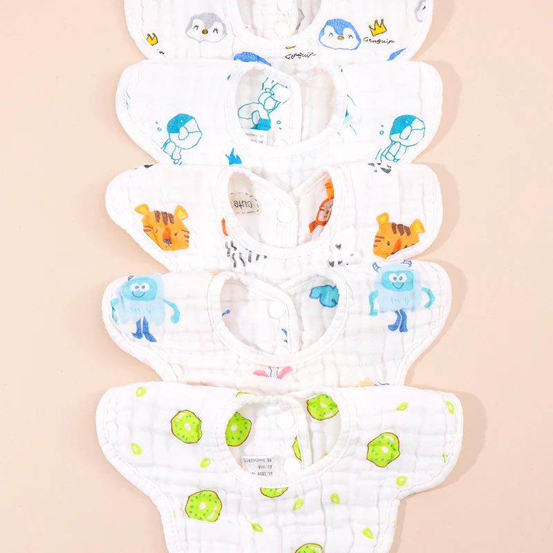 5pc Baby Bibs 360 Degree Rotation 8 Layers Gauze Muslin Baby Kids Bandana Burp Cloth Soft Newborn Infant Saliva Towel Baby Stuff