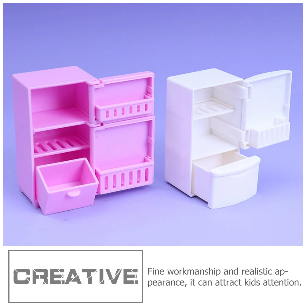 Artificial Flower Toddler Furniture Mini Wood Freezer Cosplay Miniature Tools Plastic Toys Kitchen Simulation