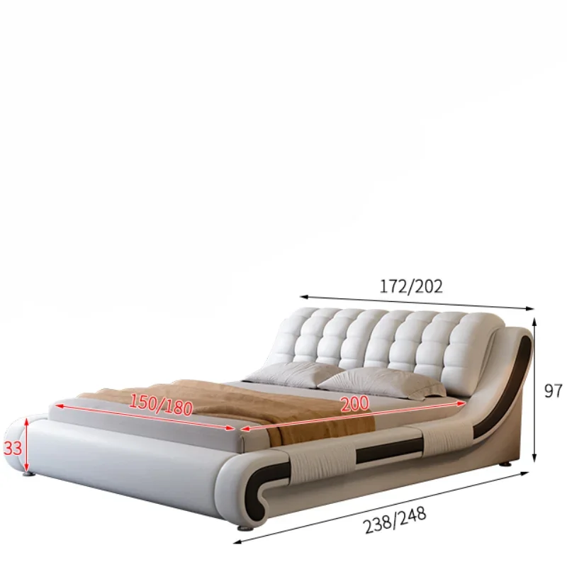 

Pretty Nordic House Double Bed Frame White Princess Light Luxury Leather Bed Comferter Villa Cama Matrimonial Bedroom Furniture