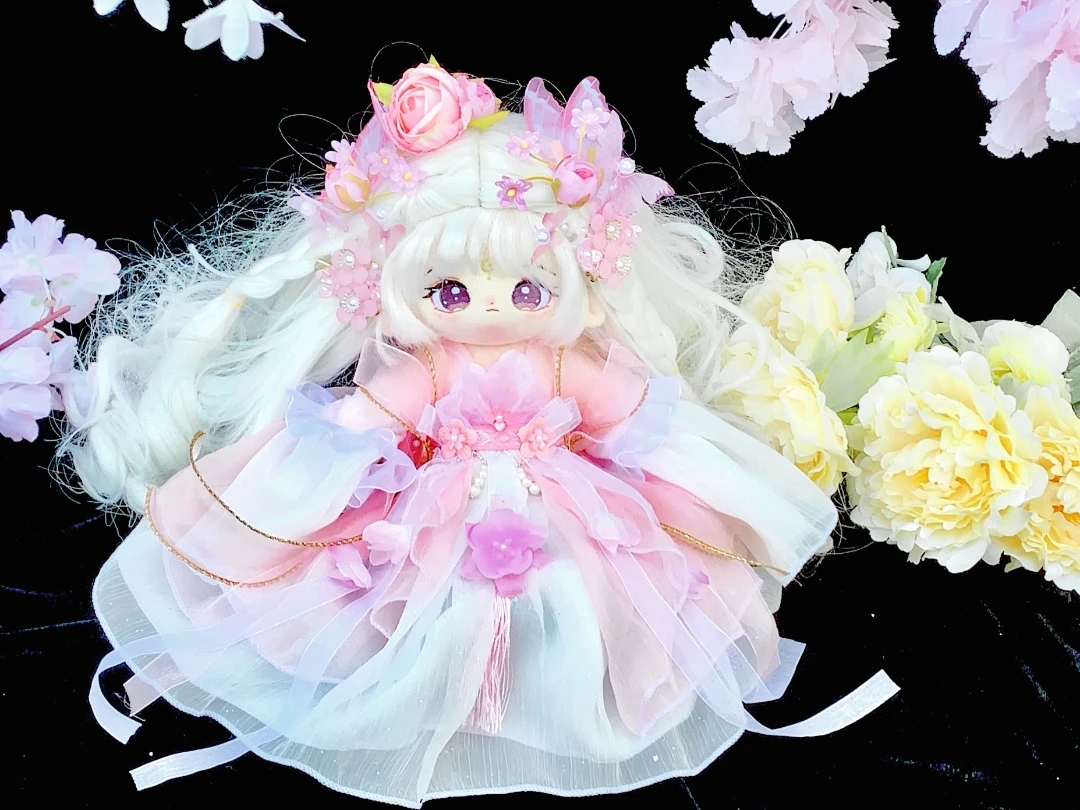 20cm 30cm Doll Clothe Princess Fairy Hairpin Hanfu Lolita Sweet Dress Skirt Stuffed Plushies Plush Doll Accessories Anime Toy Ki