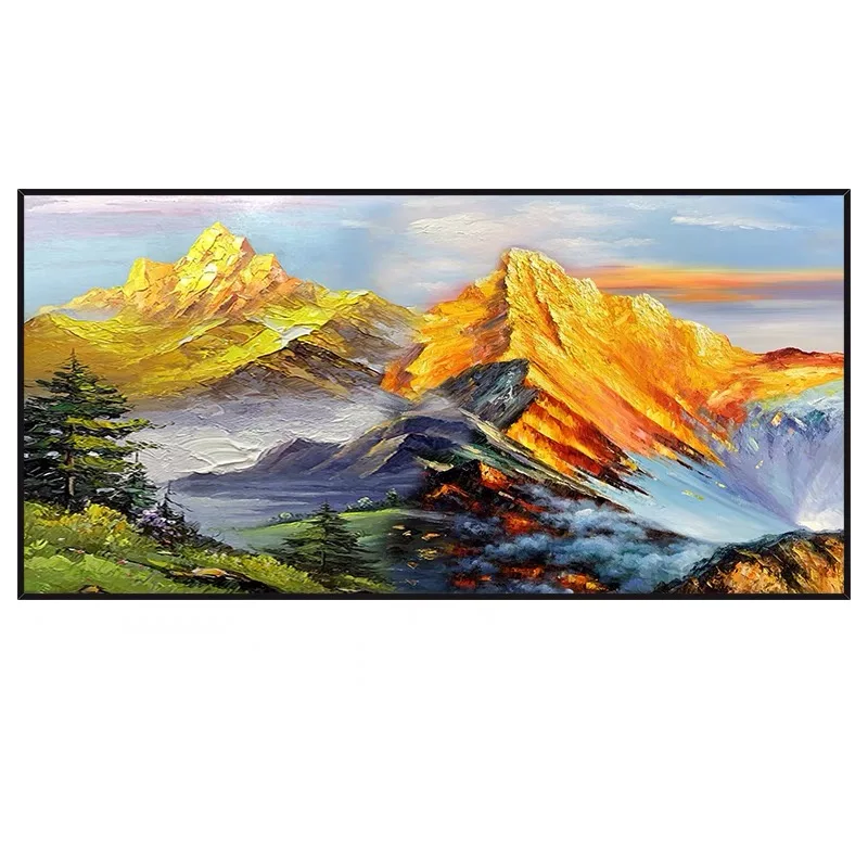 

Mintura Large 100% Handpainted Auspicious Mountain Oil Paintings On Canvas,Wall Art Artwork Living Room Home Decor Office Mural