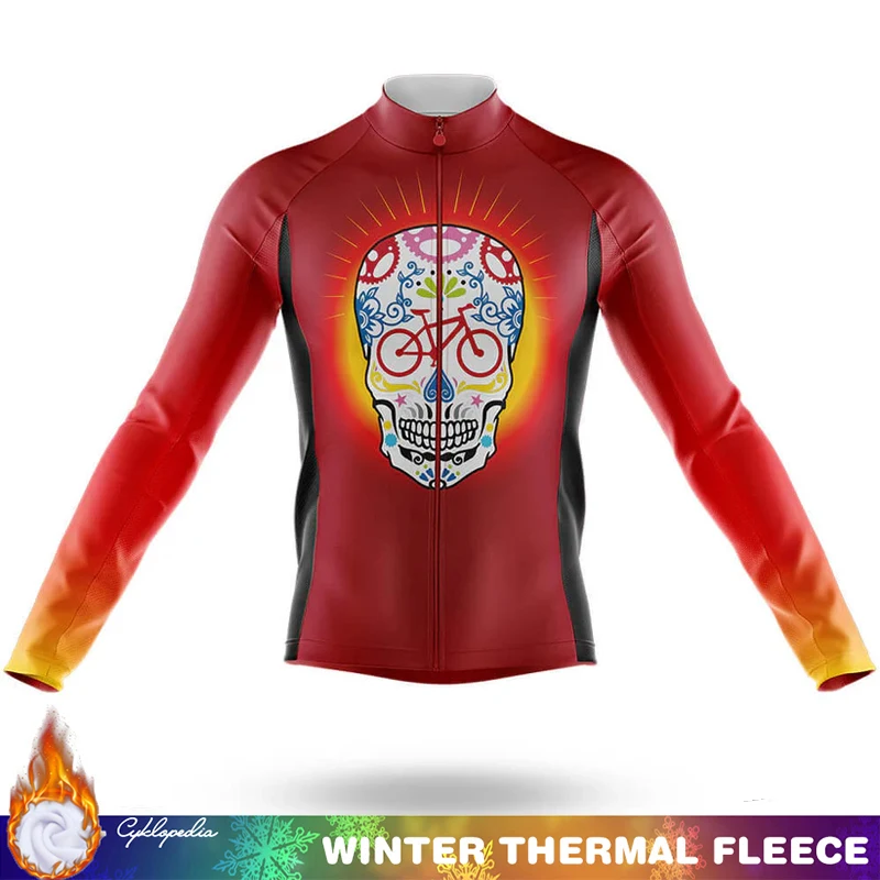 

Cycling Jersey Men 2026 Winter Thermal Fleece Clothing SKULL Men's Shirt Road Bike Clothes Man Cycle Outfit Bicycle Triathlon