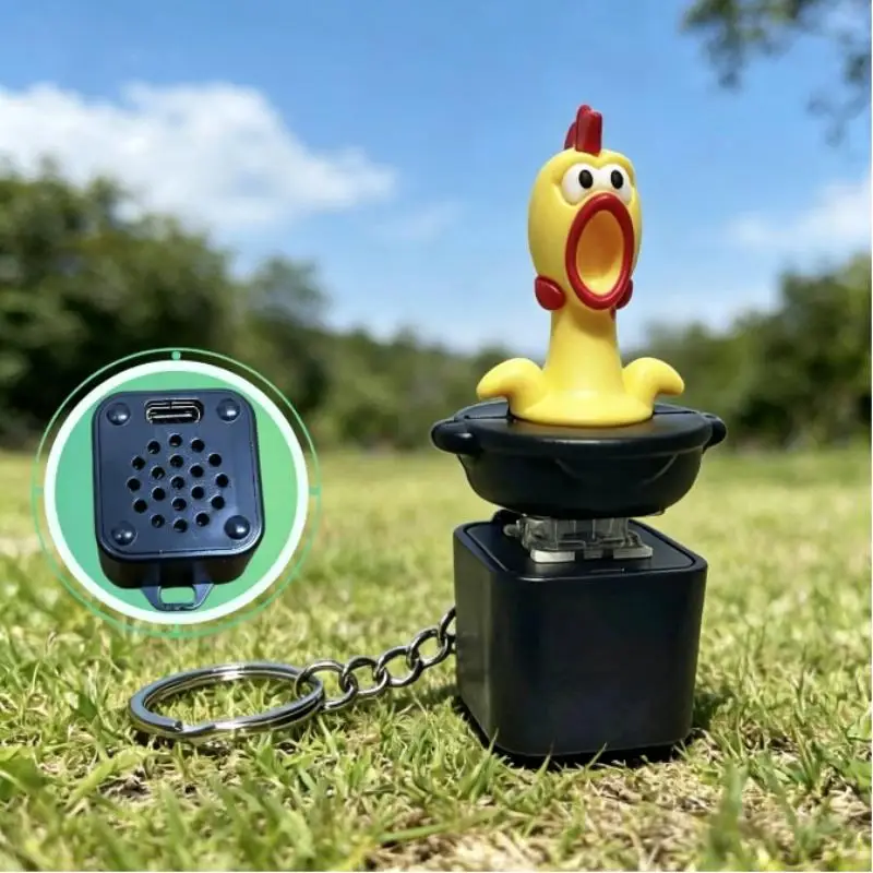 1Pcs Stress Relief Fidget Toy New Funny Screaming Chicken Sound Light Keychain Cute Bag Pendant Novelty Desk Ornament