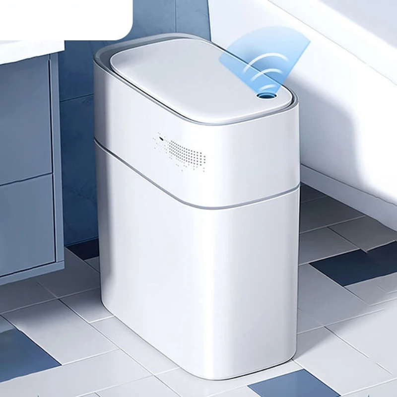 Smart Touchless Motion Sensor Trash Can Automatic Privacy Garbage Can with Lid 3.5 Gallon Dogproof Plastic Slim Trash Bin