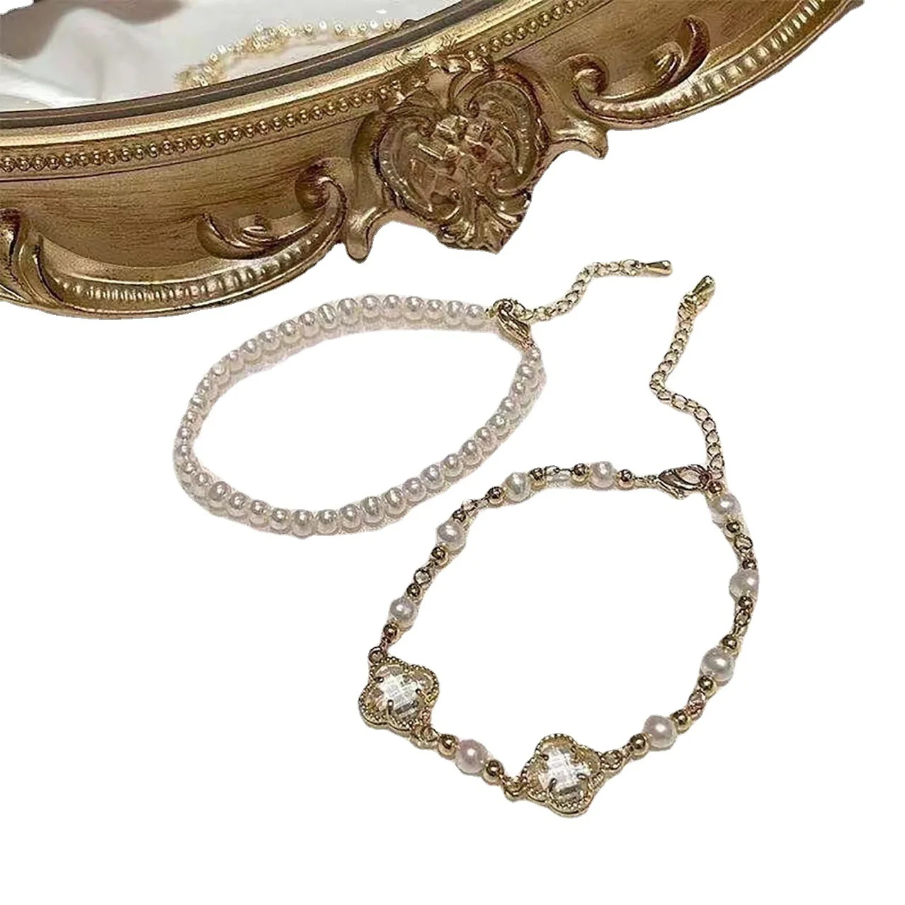 سوار لؤلؤي أنيق كلاسيكي للنساء، سوار طالب بسيط النسخة الكورية