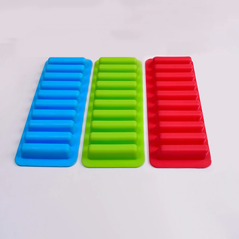 Long Strip Silicone Mold 10 Cavity Finger Shaped Chocolate Rectangular Cereal Chocolate Bar Cookie Ice Cube Trays Baking Tools