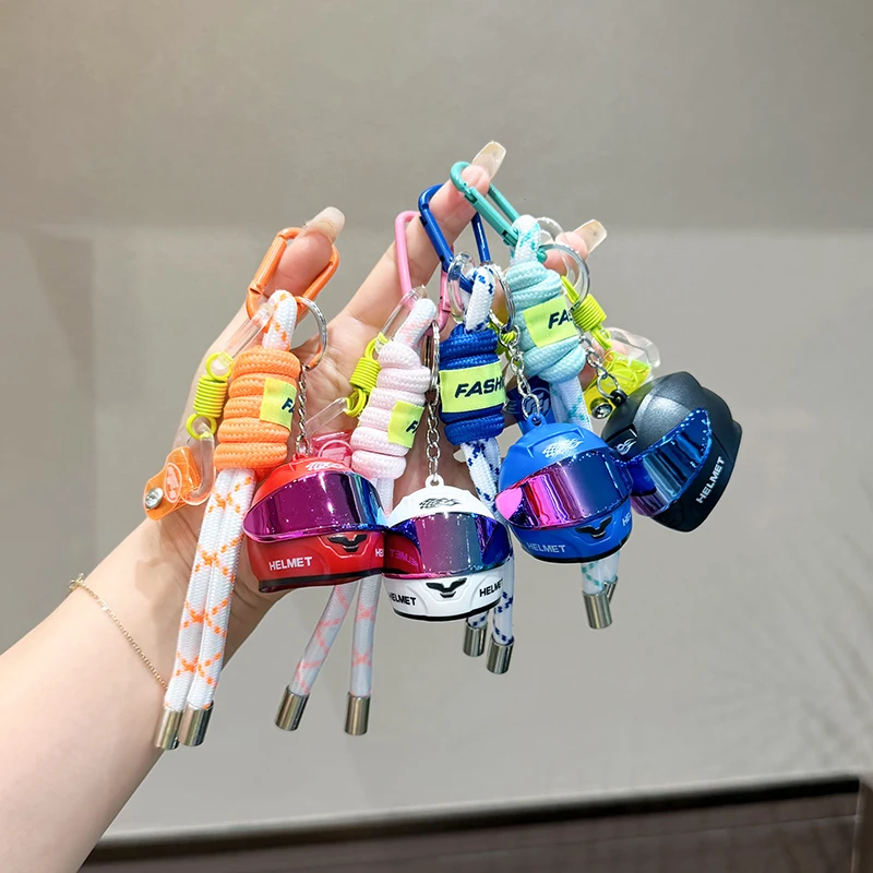 Creative Colorful Motorcycle Helmet Keychain Couple Bag Accessories Relaxation Motorcycle Helmet Phone Chain Car Keychain Gift
