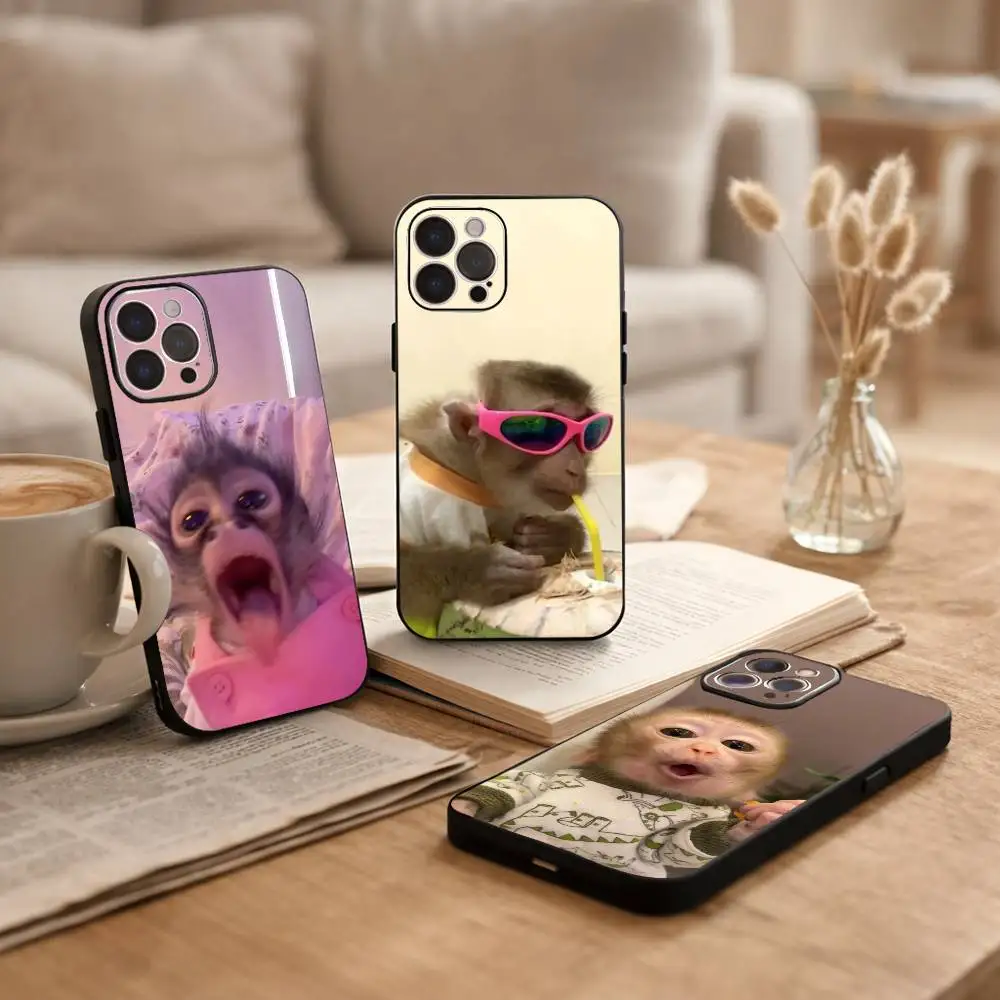 

Cute Funny M-Monkey Phone Case For iPhone17 16 15 14 13 12 11 Pro Max Plus,5G Soft Black Case