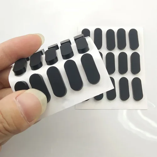 Imagen 2 del producto Estera ovalada de goma de silicona autoadhesiva, equipo de gabinete, almohadilla antideslizante para pies, protectores de suelo, ancho de 10-13mm, 10 Uds.