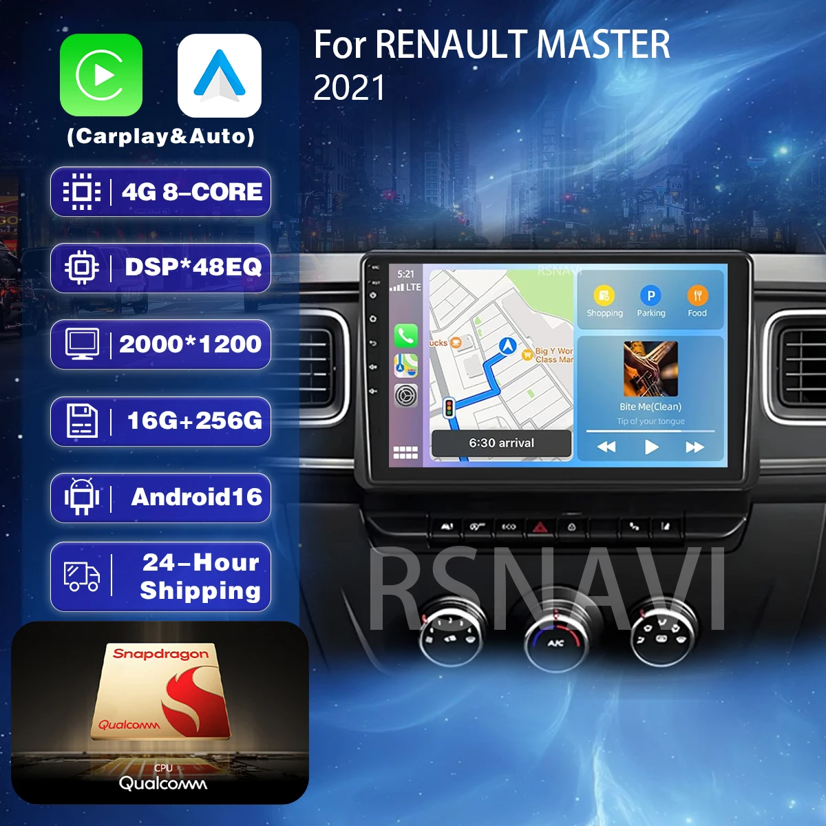 Plug and Play Android 16 Carplay Car Radio For Renault Master Nissan NV400 Opel Movano 2009 - 2021 Navigation Stereo Multimedia