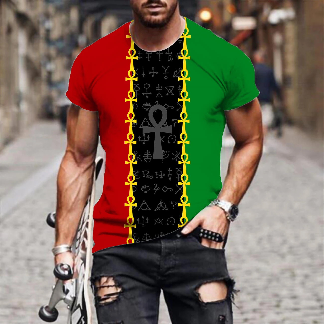 2022 Summer Retro Egypt Style 3D Printing Men T-Shirt New Fashion O-Neck Casual Short Sleeve Harajuku Hip Hop Trend Oversized T-