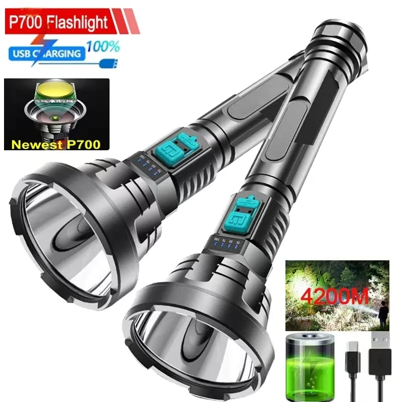 Torch Light Rechargeable Powerful Tactical Flashlight High Power Very Strong Flashlight Lamp With Rechargeable Charging Fishing.