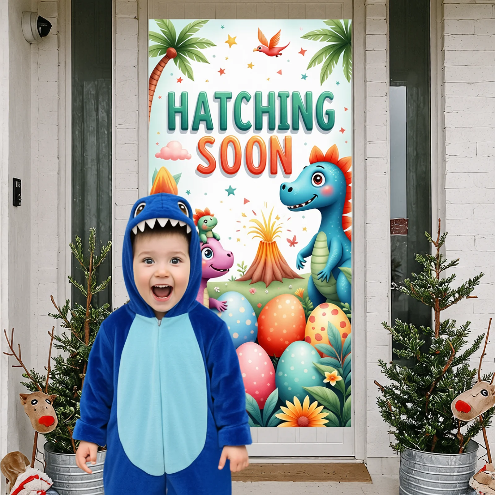 Dinosaur Egg Backdrop Cute  Prehistoric Background Dino Backdrop Floral Decor  Dino Display For Birthday Decoration